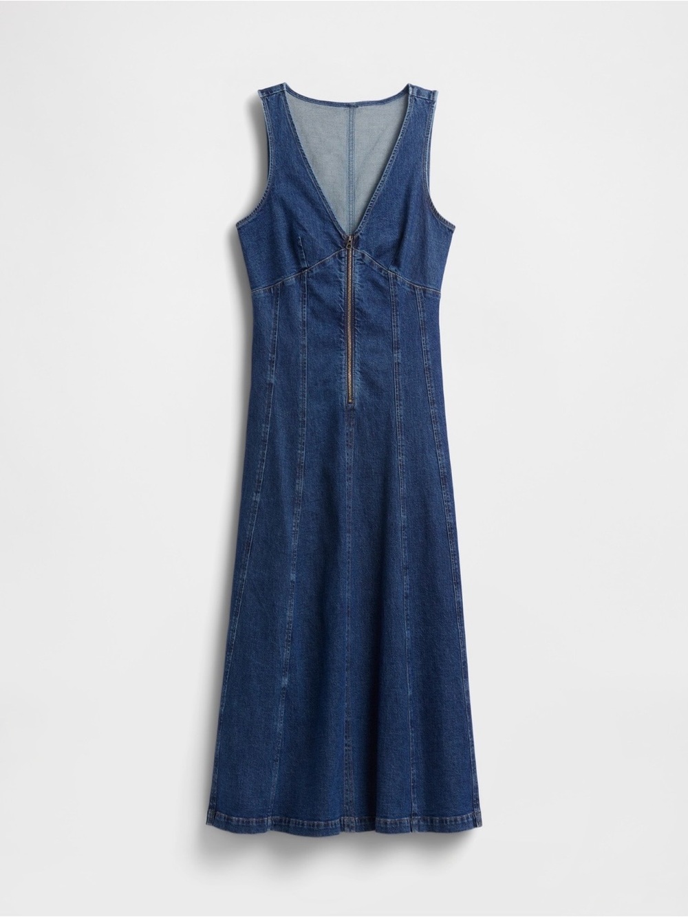 GAP Denim Seamed Zip-Front Midi Dress. Size M. - Picture 5 of 5